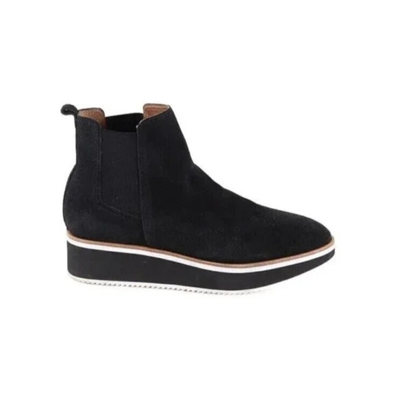 Antonio Melani Brexton Suede Wedge Ankle Bootie Black 6.5 Leather Shoe Women’s - Picture 6 of 15